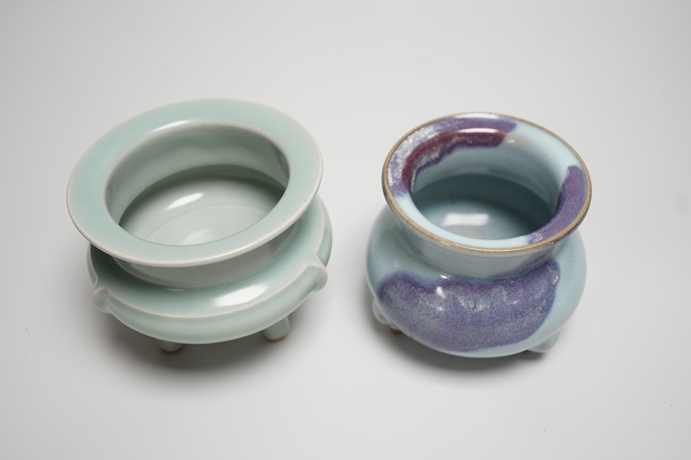 A Chinese Jun type censer and a celadon glazed censer